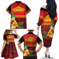 Hawaii Ku Kia'i Mauna Personalized Family Matching Off The Shoulder Long Sleeve Dress and Hawaiian Shirt Hibiscus Kakau Pattern LT9 - Polynesian Pride