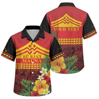 Hawaii Ku Kia'i Mauna Personalized Family Matching Off Shoulder Maxi Dress and Hawaiian Shirt Hibiscus Kakau Pattern LT9 Son's Shirt Red - Polynesian Pride