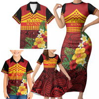 Hawaii Ku Kia'i Mauna Personalized Family Matching Short Sleeve Bodycon Dress and Hawaiian Shirt Hibiscus Kakau Pattern LT9 - Polynesian Pride