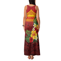 Hawaii Ku Kia'i Mauna Personalized Family Matching Tank Maxi Dress and Hawaiian Shirt Hibiscus Kakau Pattern
