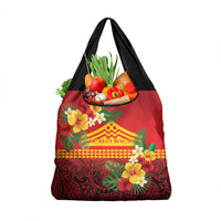 Hawaii Ku Kia'i Mauna Grocery Bag Hibiscus Kakau Pattern
