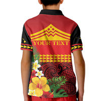 Hawaii Ku Kia'i Mauna Personalized Kid Polo Shirt Hibiscus Kakau Pattern