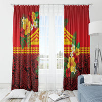 Hawaii Ku Kia'i Mauna Window Curtain Hibiscus Kakau Pattern