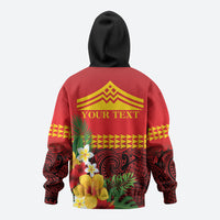 Hawaii Ku Kia'i Mauna Personalized Zip Hoodie Hibiscus Kakau Pattern