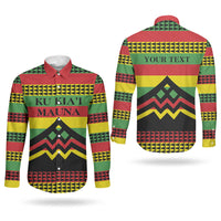 Hawaii Ku Kia'i Mauna Personalized Couples Matching Summer Maxi Dress and Long Sleeve Button Shirt Hawaiian Kanaka Maoli Motif LT9 - Polynesian Pride