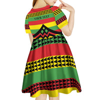 Hawaii Ku Kia'i Mauna Personalized Kid Short Sleeve Dress Hawaiian Kanaka Maoli Motif