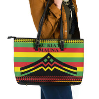 Hawaii Ku Kia'i Mauna Leather Tote Bag Hawaiian Kanaka Maoli Motif