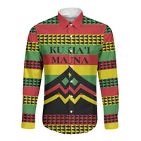 Hawaii Ku Kia'i Mauna Personalized Long Sleeve Button Shirt Hawaiian Kanaka Maoli Motif LT9 Unisex Green - Polynesian Pride