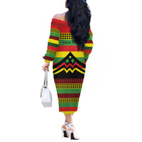 Hawaii Ku Kia'i Mauna Personalized Off The Shoulder Long Sleeve Dress Hawaiian Kanaka Maoli Motif