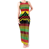 Hawaii Ku Kia'i Mauna Personalized Tank Maxi Dress Hawaiian Kanaka Maoli Motif LT9 Women Green - Polynesian Pride