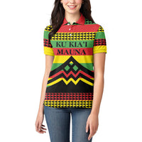 Hawaii Ku Kia'i Mauna Personalized Women Polo Shirt Hawaiian Kanaka Maoli Motif