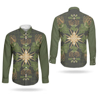 Hawaii Ohia Lehua Squares Couples Matching Mermaid Dress and Long Sleeve Button Shirt Hawaiian Quilt Inspired Floral Pattern LT9 - Polynesian Pride