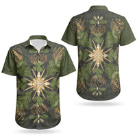 Hawaii Ohia Lehua Squares Couples Matching Short Sleeve Bodycon Dress and Hawaiian Shirt Hawaiian Quilt Inspired Floral Pattern LT9 - Polynesian Pride
