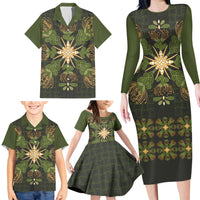 Hawaii Ohia Lehua Squares Family Matching Long Sleeve Bodycon Dress and Hawaiian Shirt Hawaiian Quilt Inspired Floral Pattern LT9 - Polynesian Pride