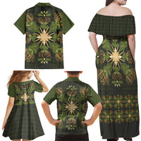 Hawaii Ohia Lehua Squares Family Matching Off Shoulder Maxi Dress and Hawaiian Shirt Hawaiian Quilt Inspired Floral Pattern LT9 - Polynesian Pride