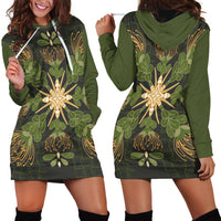 Hawaii Ohia Lehua Squares Hoodie Dress Hawaiian Quilt Inspired Floral Pattern