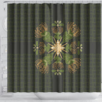 Hawaii Ohia Lehua Squares Shower Curtain Hawaiian Quilt Inspired Floral Pattern