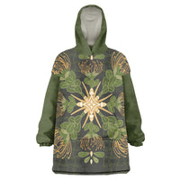Hawaii Ohia Lehua Squares Wearable Blanket Hoodie Hawaiian Quilt Inspired Floral Pattern