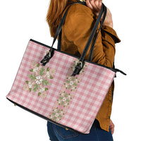 Akala Hamele Hawai'i Palaka Squares Maile Leaf Leather Tote Bag Flowers Hawaiian Quilt Patterns