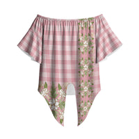 Akala Hamele Hawai'i Palaka Squares Maile Leaf Off Shoulder Wrap Waist Top Flowers Hawaiian Quilt Patterns LT9 Dusty Rose - Polynesian Pride