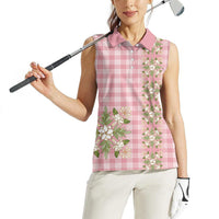 Akala Hamele Hawai'i Palaka Squares Maile Leaf Women Sleeveless Polo Shirt Flowers Hawaiian Quilt Patterns
