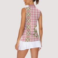 Akala Hamele Hawai'i Palaka Squares Maile Leaf Women Sleeveless Polo Shirt Flowers Hawaiian Quilt Patterns