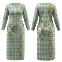 Liko Kukui Hawai'i Palaka Squares Maile Leaf Family Matching Long Sleeve Bodycon Dress and Hawaiian Shirt Flowers Hawaiian Quilt Patterns