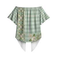 Liko Kukui Hawai'i Palaka Squares Maile Leaf Off Shoulder Wrap Waist Top Flowers Hawaiian Quilt Patterns LT9 - Polynesian Pride