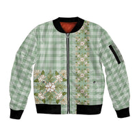 Liko Kukui Hawai'i Palaka Squares Maile Leaf Sleeve Zip Bomber Jacket Flowers Hawaiian Quilt Patterns