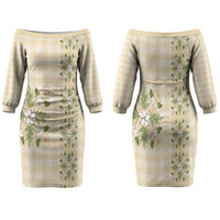 Melemele Ahiahia Hawai'i Palaka Squares Maile Leaf Family Matching Off The Shoulder Long Sleeve Dress and Hawaiian Shirt Flowers Hawaiian Quilt Patterns