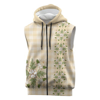 Melemele Ahiahia Hawai'i Palaka Squares Maile Leaf Sleeveless Zip Hoodie Flowers Hawaiian Quilt Patterns