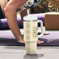 Melemele Ahiahia Hawai'i Palaka Squares Maile Leaf Tumbler With Handle Flowers Hawaiian Quilt Patterns