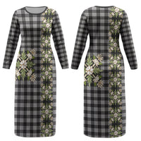 Pauli Hawai'i Palaka Squares Maile Leaf Couples Matching Long Sleeve Bodycon Dress and Long Sleeve Button Shirt Flowers Hawaiian Quilt Patterns