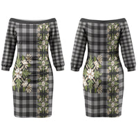 Pauli Hawai'i Palaka Squares Maile Leaf Family Matching Off The Shoulder Long Sleeve Dress and Hawaiian Shirt Flowers Hawaiian Quilt Patterns