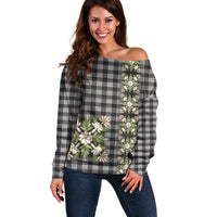 Pauli Hawai'i Palaka Squares Maile Leaf Off Shoulder Sweater Flowers Hawaiian Quilt Patterns