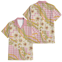 Akala Hamele Palaka Plumeria Family Matching Puletasi and Hawaiian Shirt Puakenikeni and Maile Lei