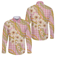Akala Hamele Palaka Plumeria Family Matching Tank Maxi Dress and Hawaiian Shirt Puakenikeni and Maile Lei