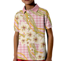 Akala Hamele Palaka Plumeria Kid Polo Shirt Puakenikeni and Maile Lei