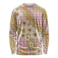 Akala Hamele Palaka Plumeria Long Sleeve Shirt Puakenikeni and Maile Lei