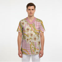 Akala Hamele Palaka Plumeria Scrub Top Puakenikeni and Maile Lei