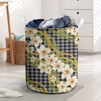 Ele'ele Hawai'i Palaka Plumeria Laundry Basket Puakenikeni and Maile Lei