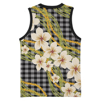 Ele'ele Hawai'i Palaka Plumeria Basketball Jersey Puakenikeni and Maile Lei