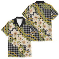 Ele'ele Hawai'i Palaka Plumeria Family Matching Long Sleeve Bodycon Dress and Hawaiian Shirt Puakenikeni and Maile Lei