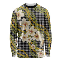 Ele'ele Hawai'i Palaka Plumeria Long Sleeve Shirt Puakenikeni and Maile Lei