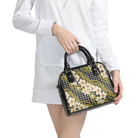 Ele'ele Hawai'i Palaka Plumeria Shoulder Handbag Puakenikeni and Maile Lei