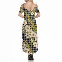 Ele'ele Hawai'i Palaka Plumeria Summer Maxi Dress Puakenikeni and Maile Lei