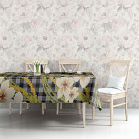 Ele'ele Hawai'i Palaka Plumeria Tablecloth Puakenikeni and Maile Lei