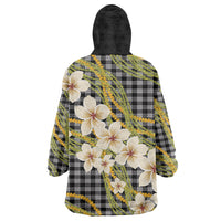 Ele'ele Hawai'i Palaka Plumeria Wearable Blanket Hoodie Puakenikeni and Maile Lei