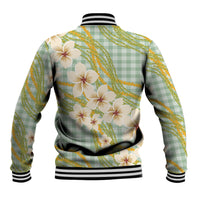 Liko Kukui Hawai'i Palaka Plumeria Baseball Jacket Puakenikeni and Maile Lei
