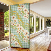 Liko Kukui Hawai'i Palaka Plumeria Door Cover Puakenikeni and Maile Lei